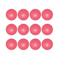 12" Paper Lanterns Round 'Coral' Regular Wire Ribbed - Value Pack (12 PCS).